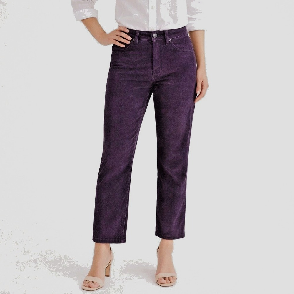 DL1961 Mara Ankle Velvet Jeans Size 28 Mulberry Purple Straight Stretch Mid Rise